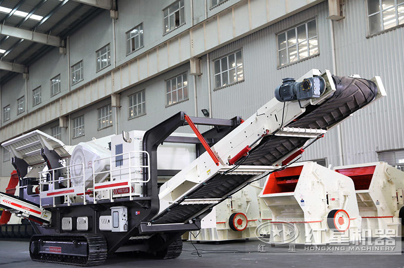 移動履帶顎破機(jī)，鵝卵石初段粗碎處理 